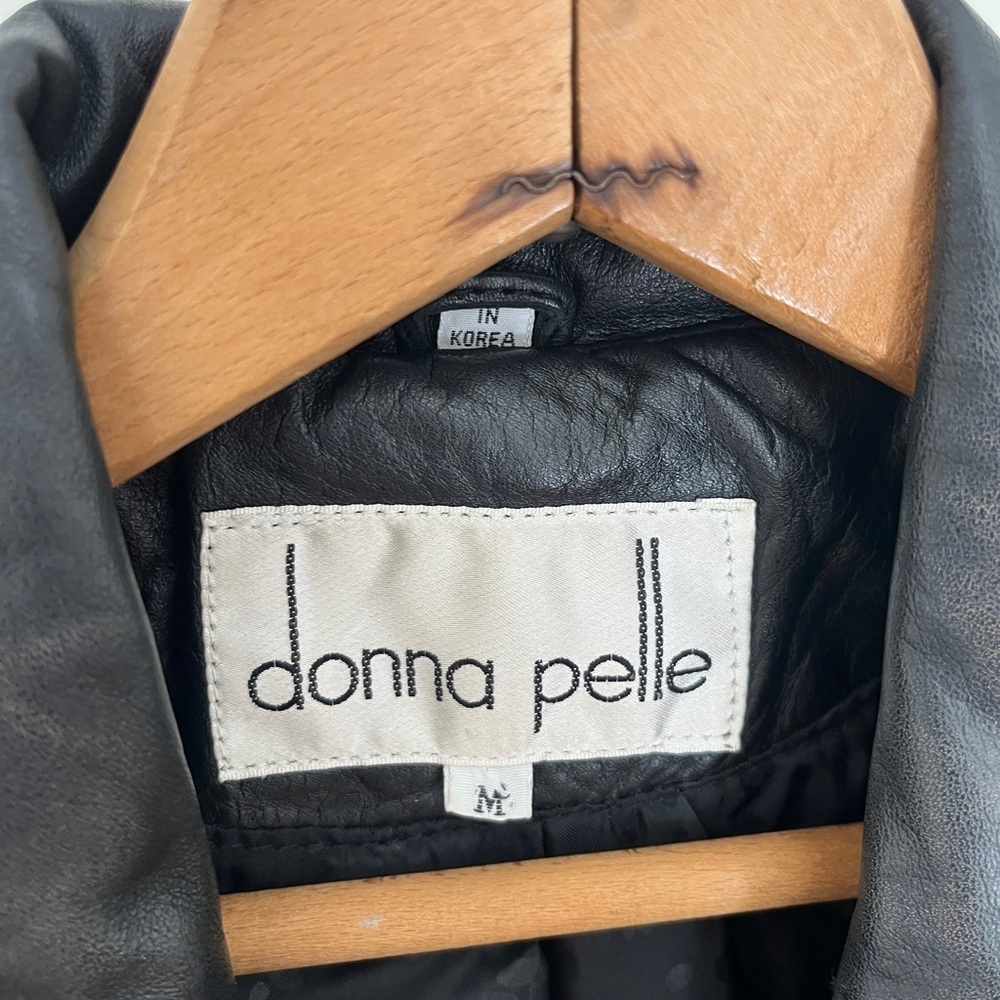 Donna Pelle Vintage Black Leather Coat Size Medium, Genuine Leather - Picture 2 of 6